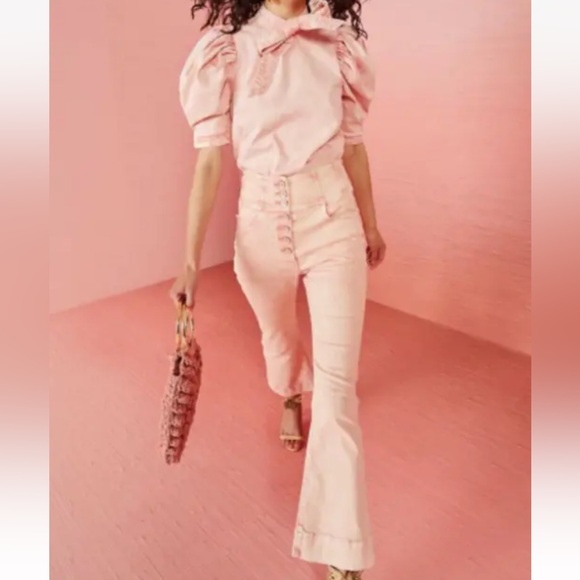 Ulla Johnson Ellis flared cropped jeans high waisted 0 xs - Picture 1 of 3